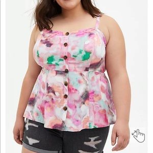 Torrid Multi Watercolor Twill Fit & Flare Tank